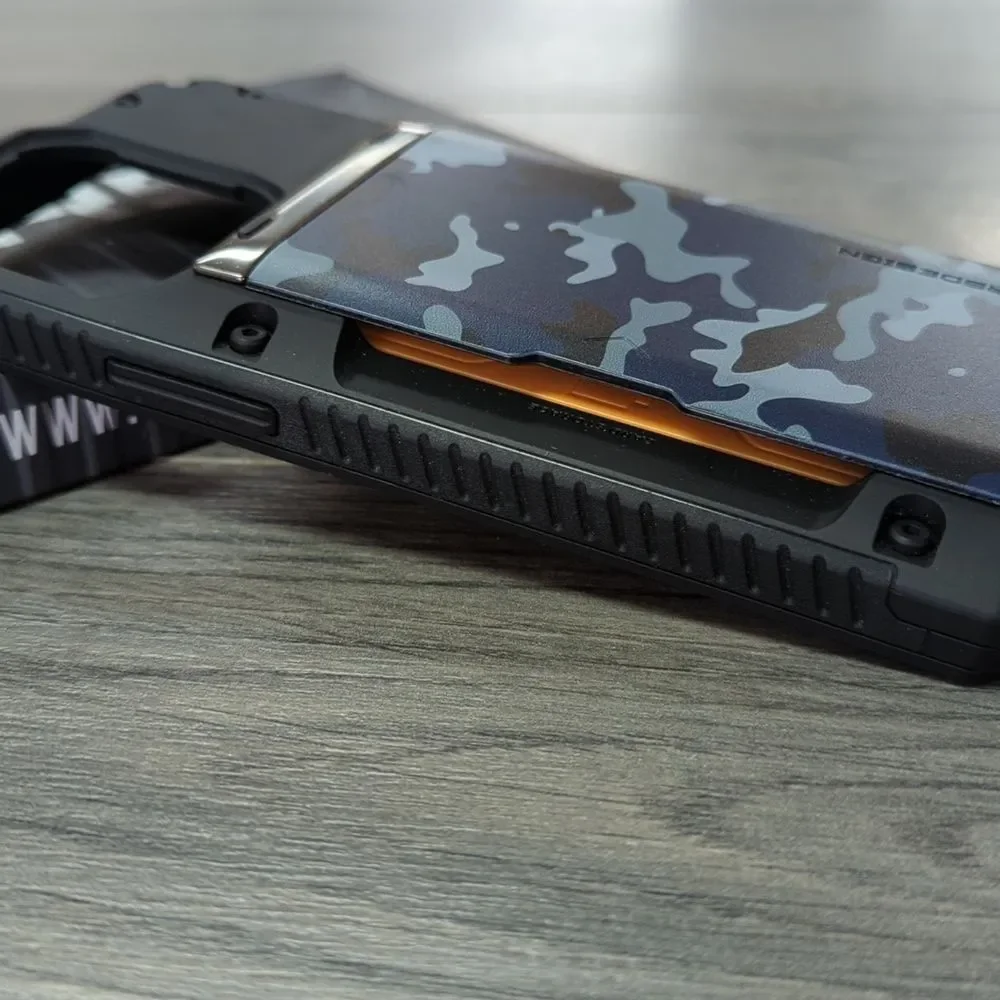 iPhone 13 Pro Max Cardholder Phone Case with Blue Camo Sliding Cover